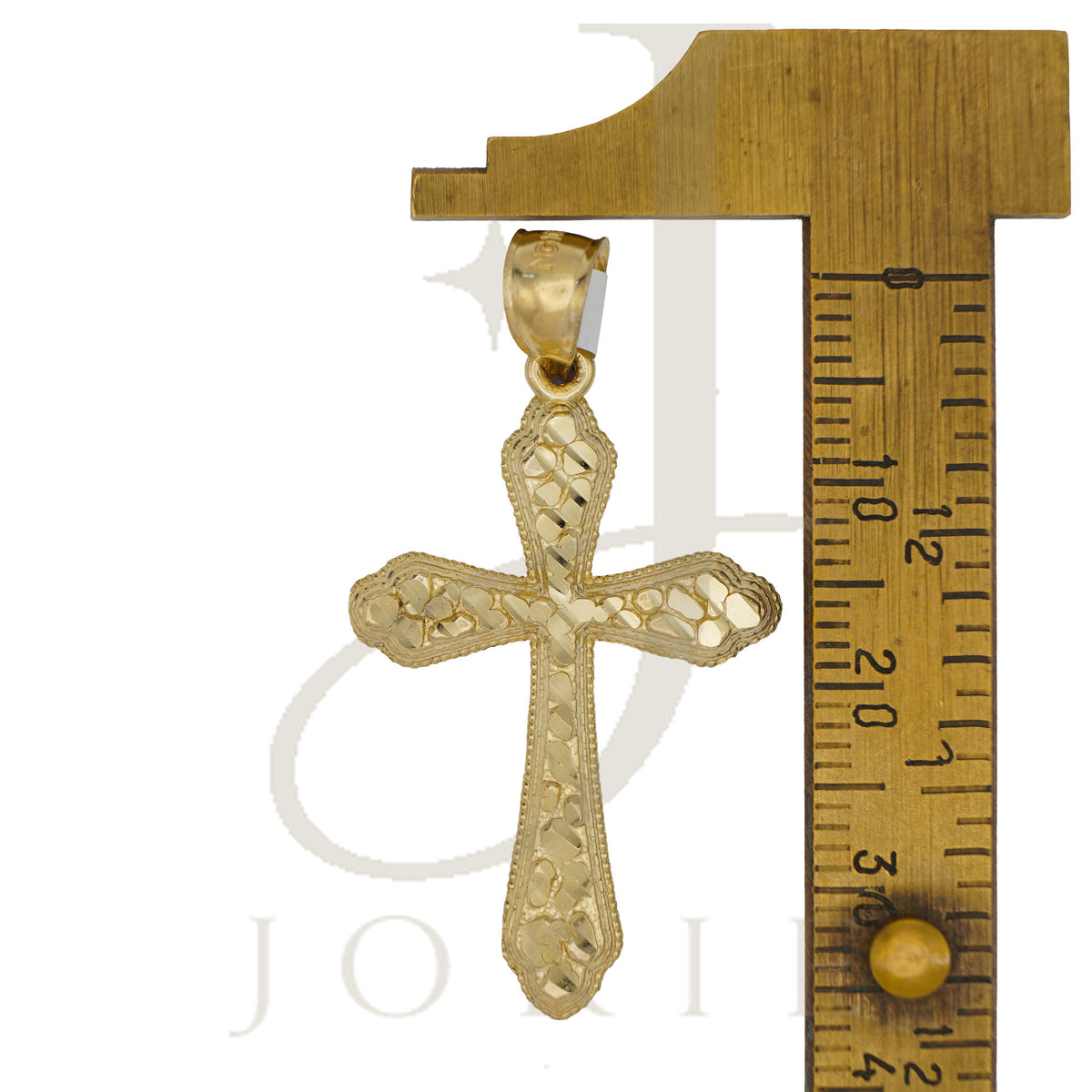 10k Yellow Gold Diamond-Cut Men Cross Religious Charm Pendant