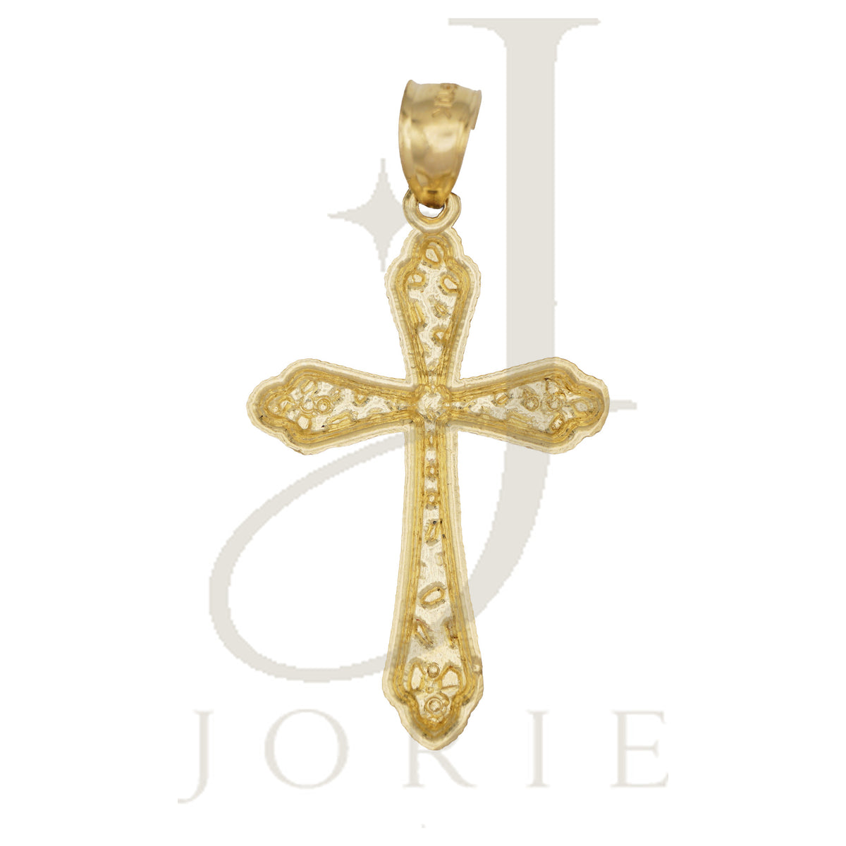 10k Yellow Gold Diamond-Cut Men Cross Religious Charm Pendant