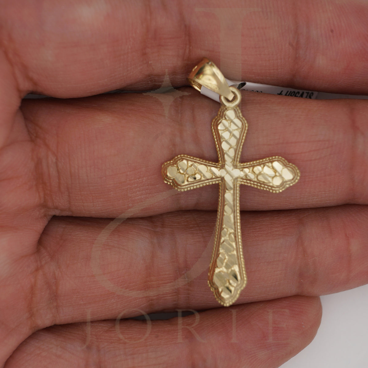 10k Yellow Gold Diamond-Cut Men Cross Religious Charm Pendant