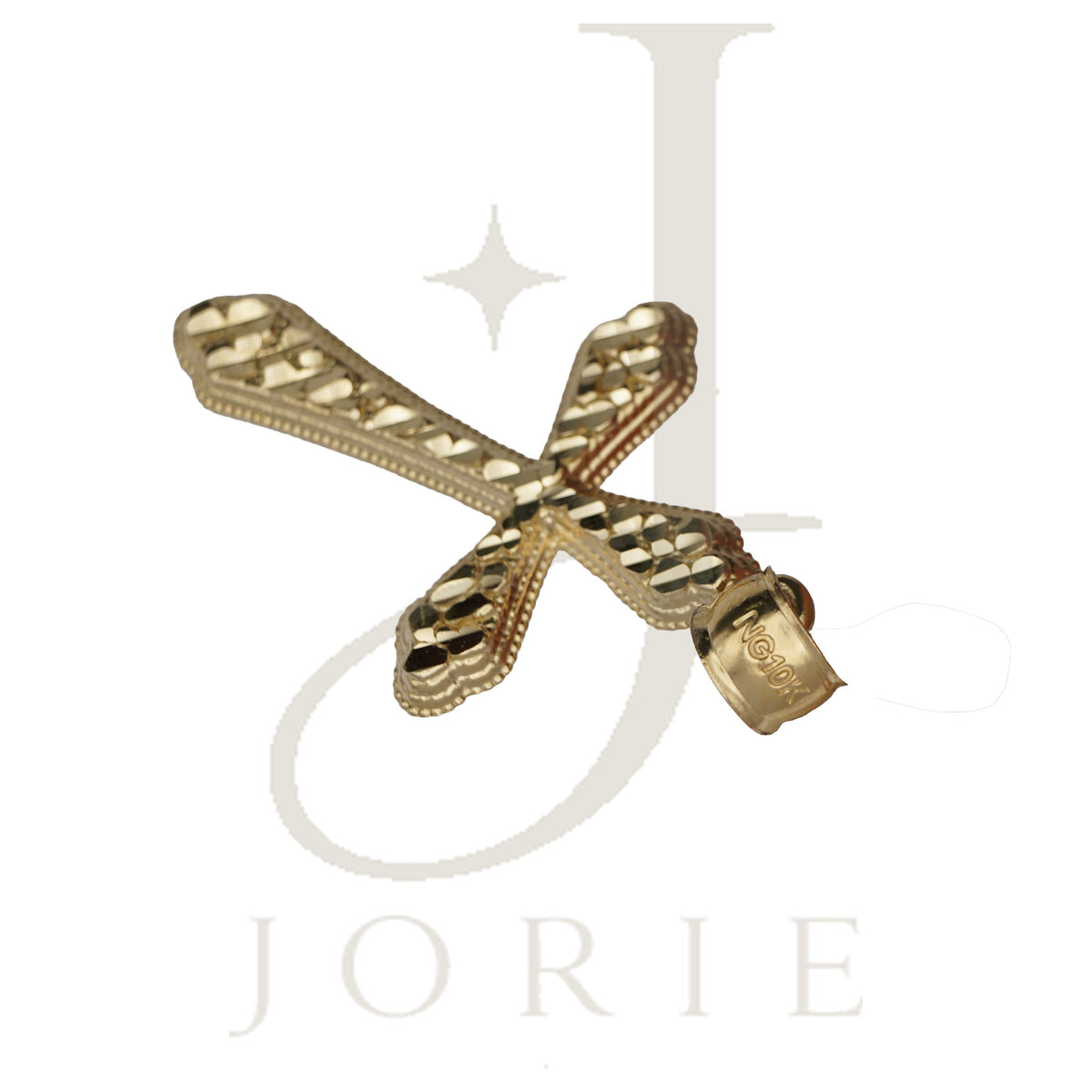 10k Yellow Gold Diamond-Cut Men Cross Religious Charm Pendant
