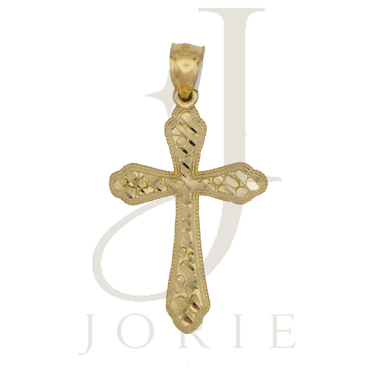 10k Yellow Gold Diamond-Cut Men Cross Religious Charm Pendant