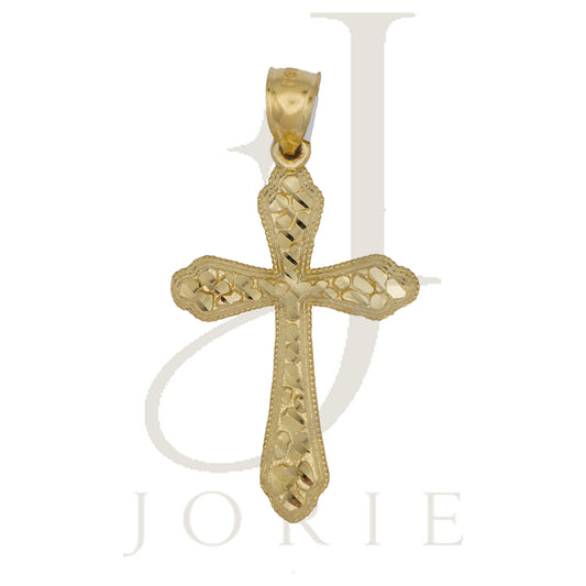 10k Yellow Gold Diamond-Cut Men Cross Religious Charm Pendant