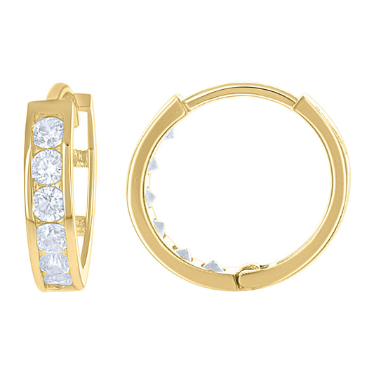 10k Yellow Gold Womens Cubic Zirconia Fashion Hoop Earrings