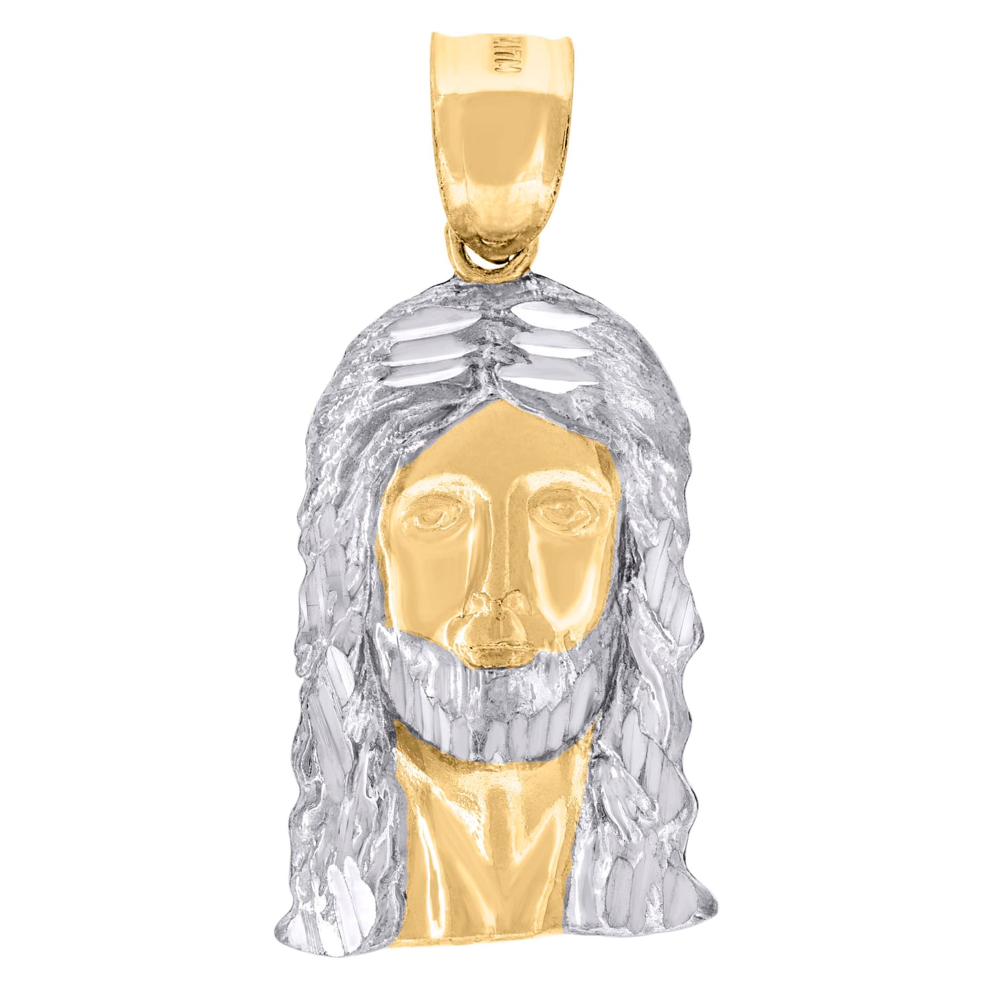 10kt Two-Tone Gold Mens Jesus Religious Charm Pendant