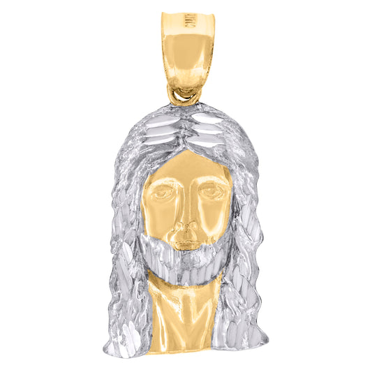 10kt Two-Tone Gold Mens Jesus Religious Charm Pendant