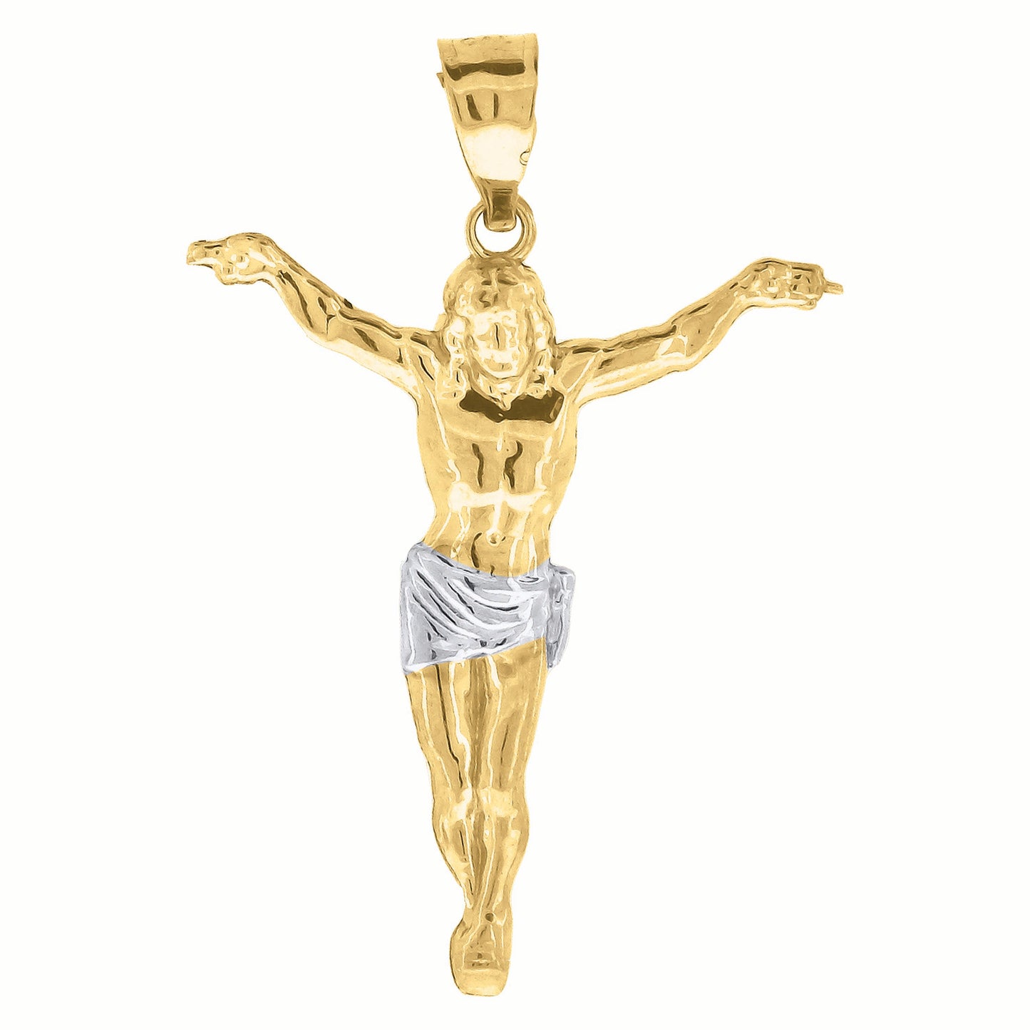 10kt Two-Tone Gold Mens Crucifix Religious Charm Pendant