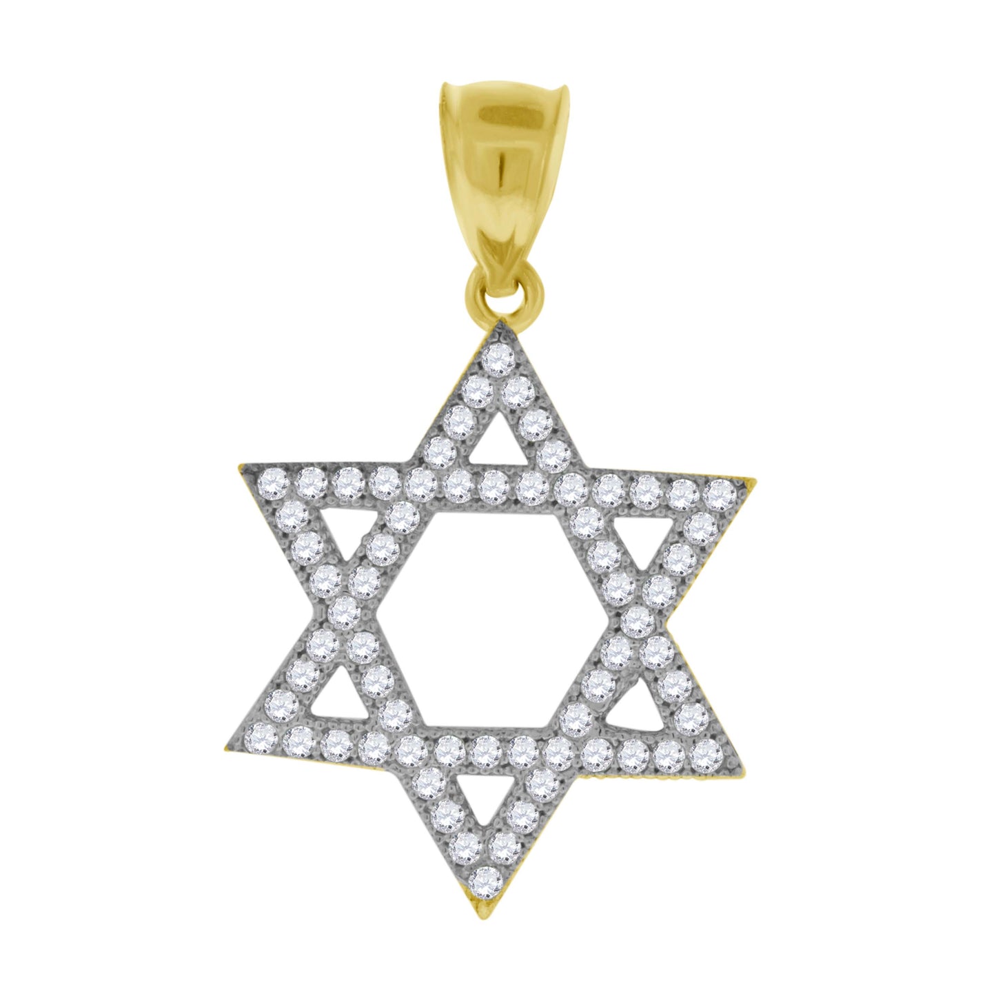 10kt Two-Tone Gold Unisex Cubic-Zirconia Cubic Zirconia Star Of David Religious Charm Pendant