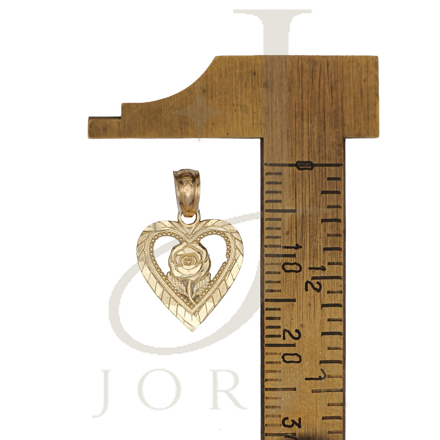 10k Yellow Gold Women Flower Heart Charm Pendant