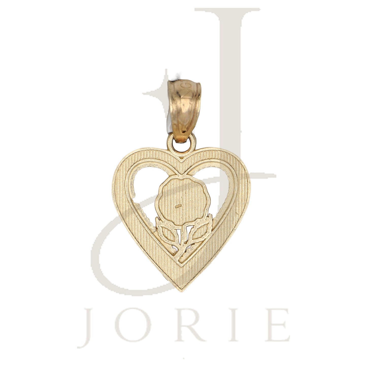 10k Yellow Gold Women Flower Heart Charm Pendant