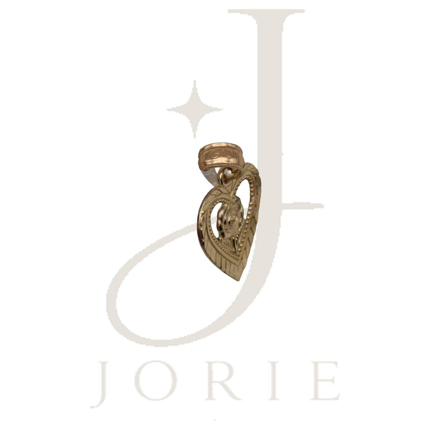 10k Yellow Gold Women Flower Heart Charm Pendant