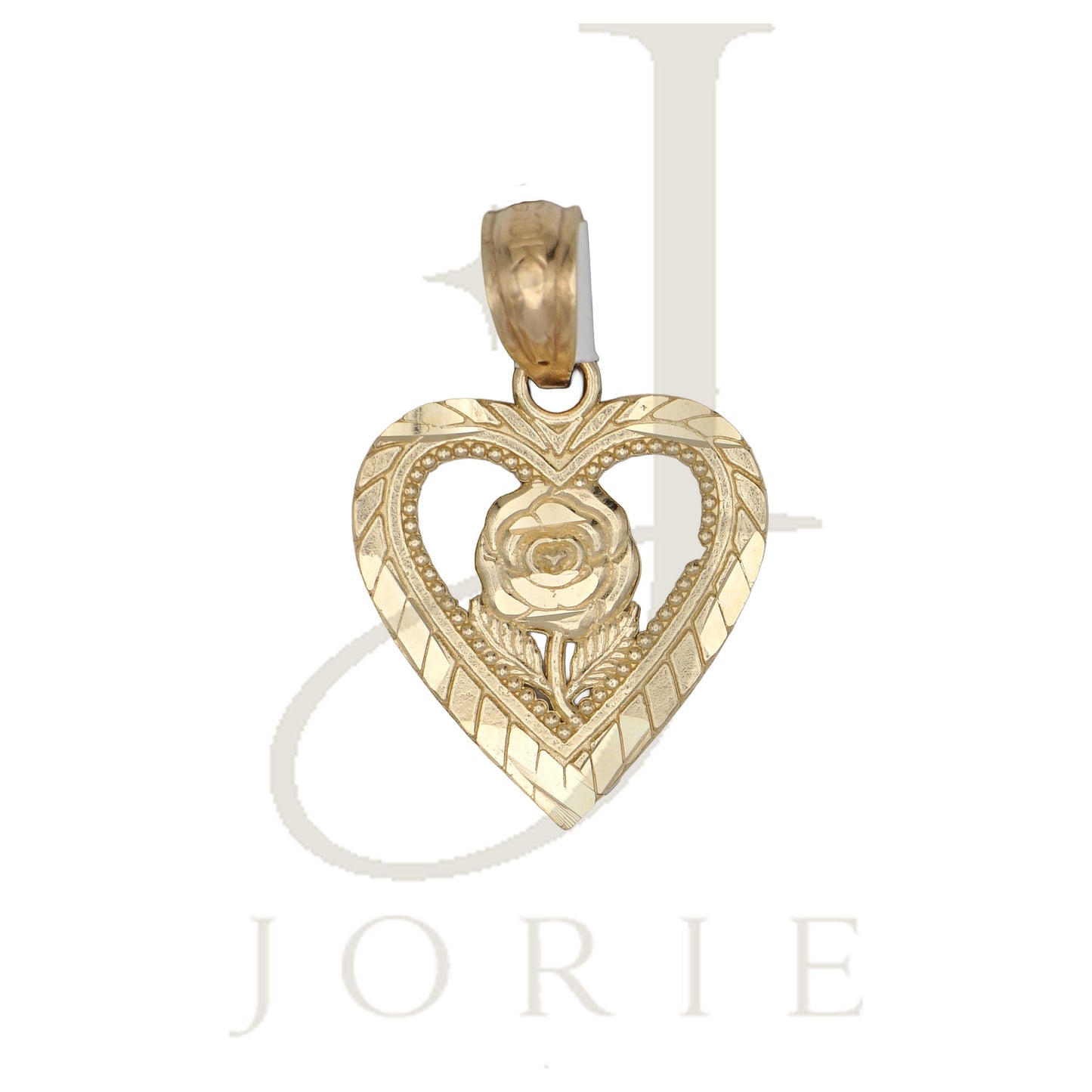 10k Yellow Gold Women Flower Heart Charm Pendant