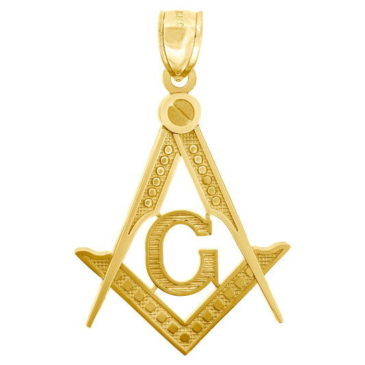 10kt Yellow Gold Mens Masonic Freemasonry Occupation Charm Pendant