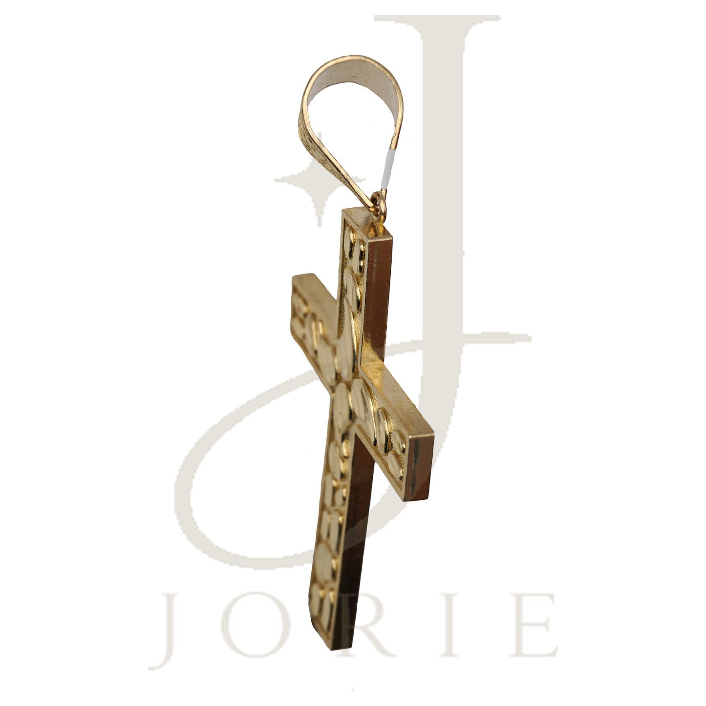 10k Yellow Gold Diamond Cut Nugget Men Cross Religious Charm Pendant
