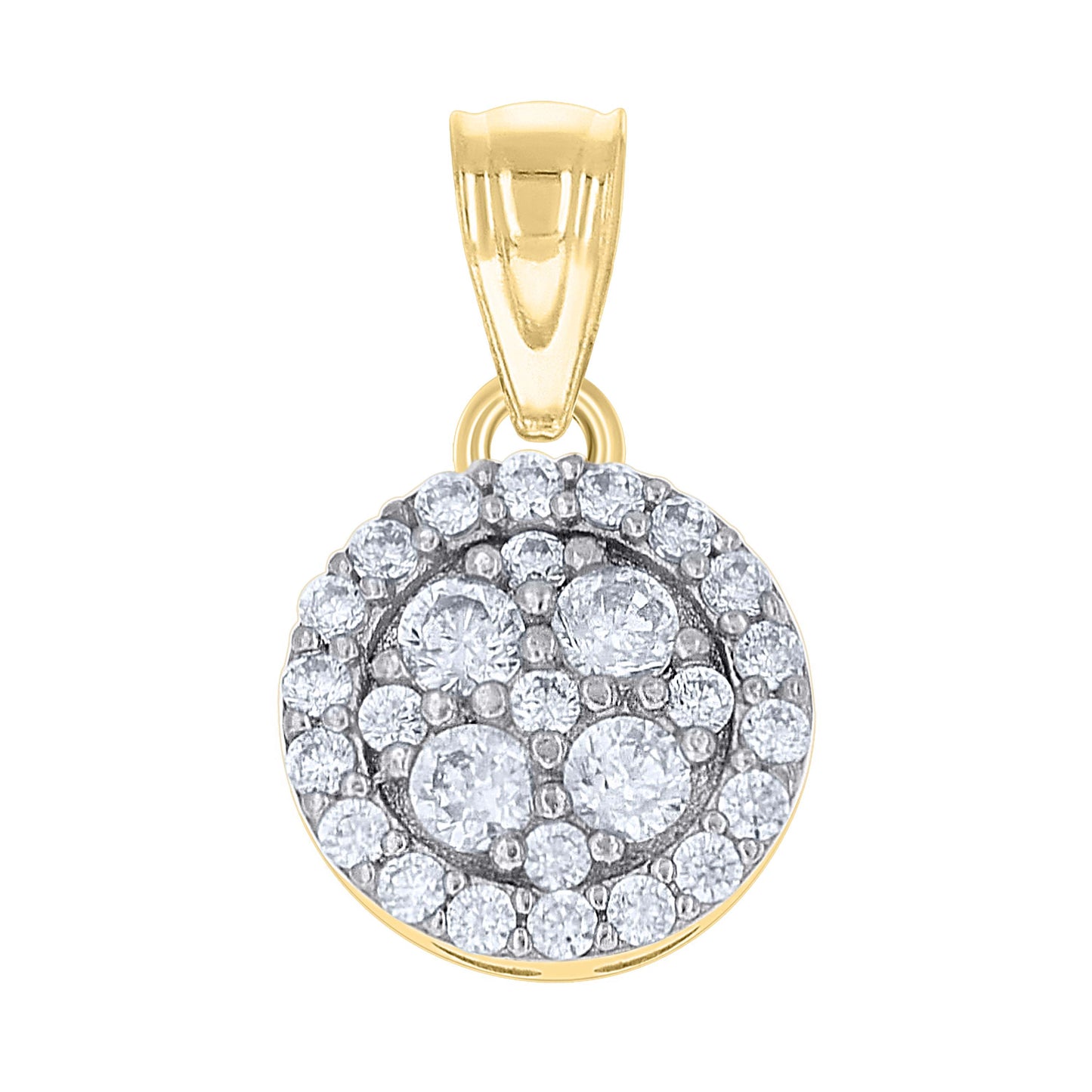 10k Gold Two Tone Cubic Zirconia Womens Round Charm Pendant