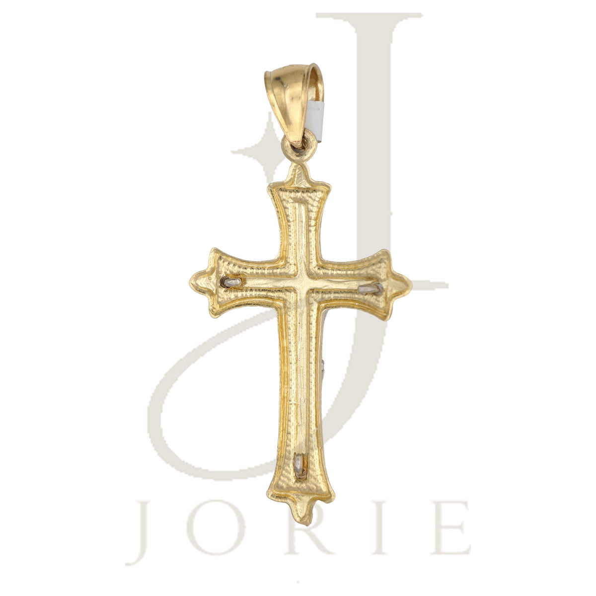 Real 10k Two-Tone Gold Men Women Diamond-Cut Crucifix Cross Religious Charm Pendant