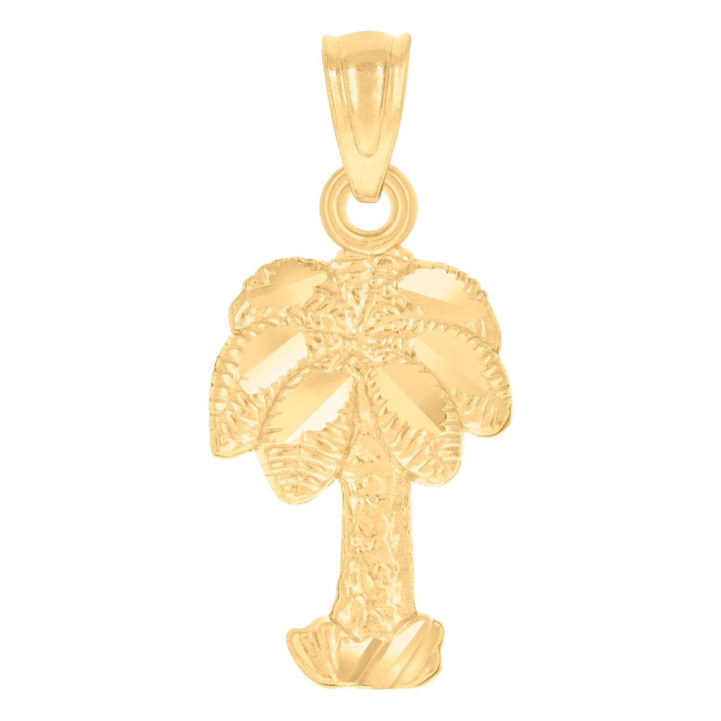 10k Yellow Gold Womens Diamond Cut Palm Tree Beach Charm Pendant