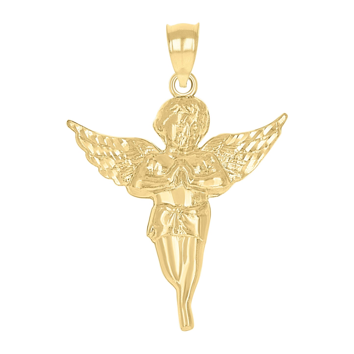 10k Yellow Gold Mens Angel Religious Charm Pendant