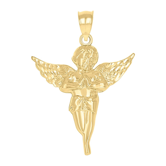 10k Yellow Gold Mens Angel Religious Charm Pendant
