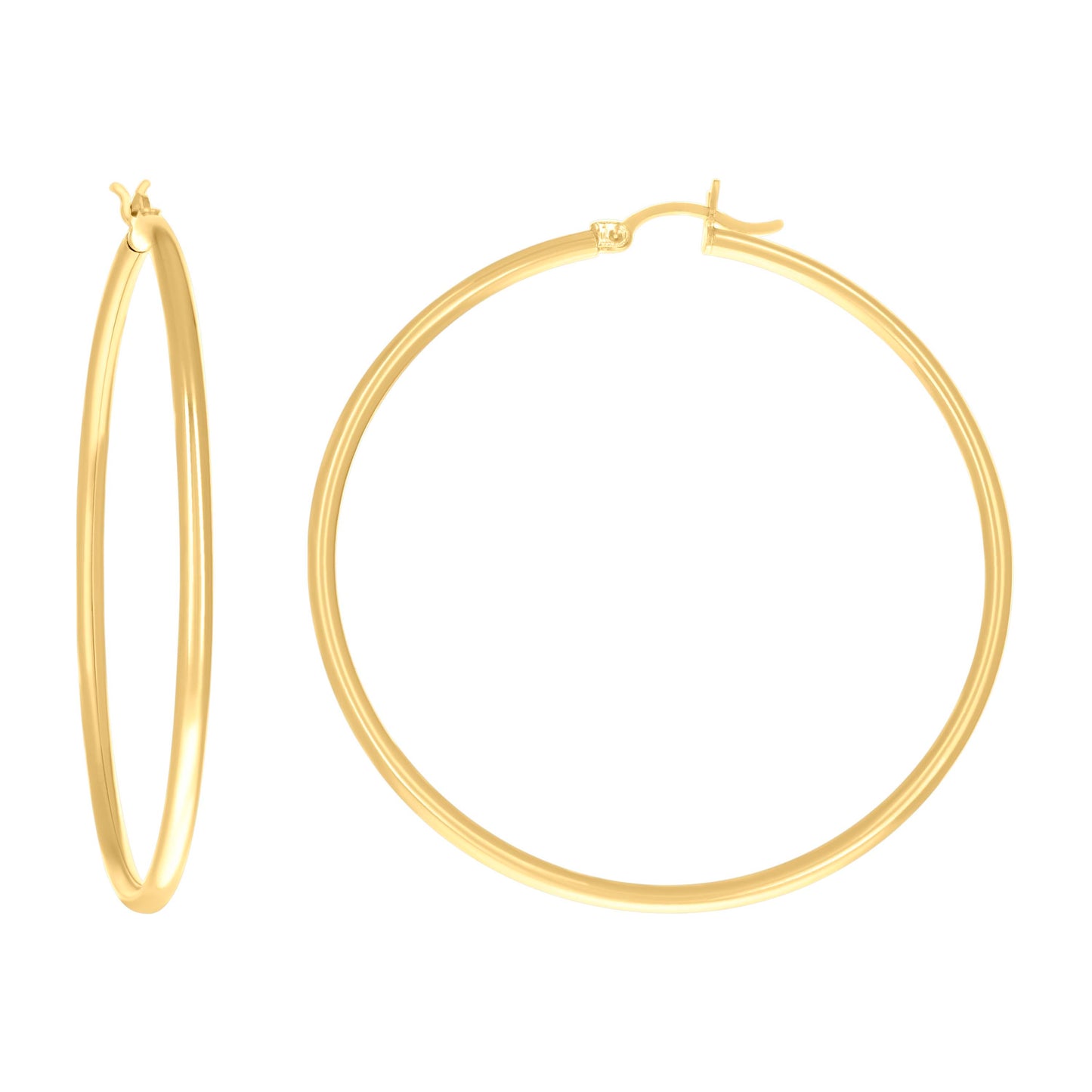 10k Yellow Gold Womens Ultra Light Round Tube 2mmx45mm Hinged Hoops Huggies