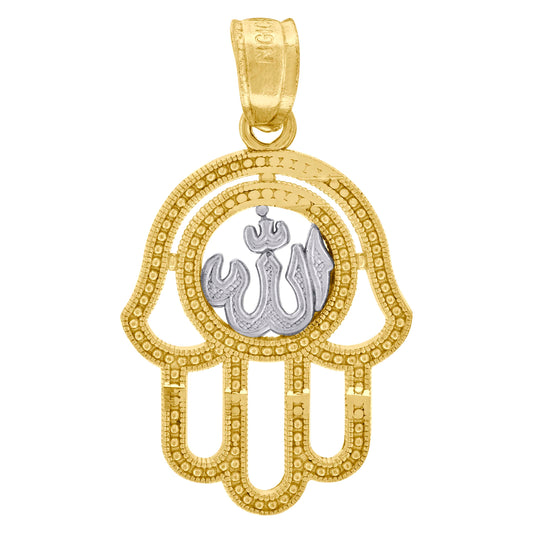 10kt Two-Tone Gold Mens Women Textured Religious Charm Pendant