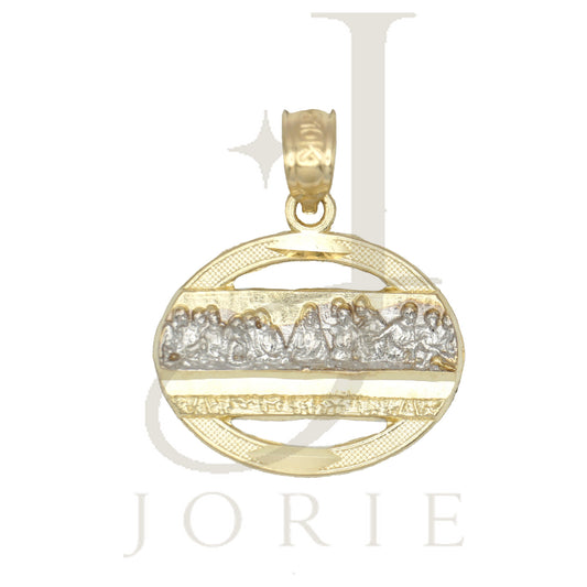 10k Two-Tone Gold Men Women Textured Last Supper Religious Charm Pendant