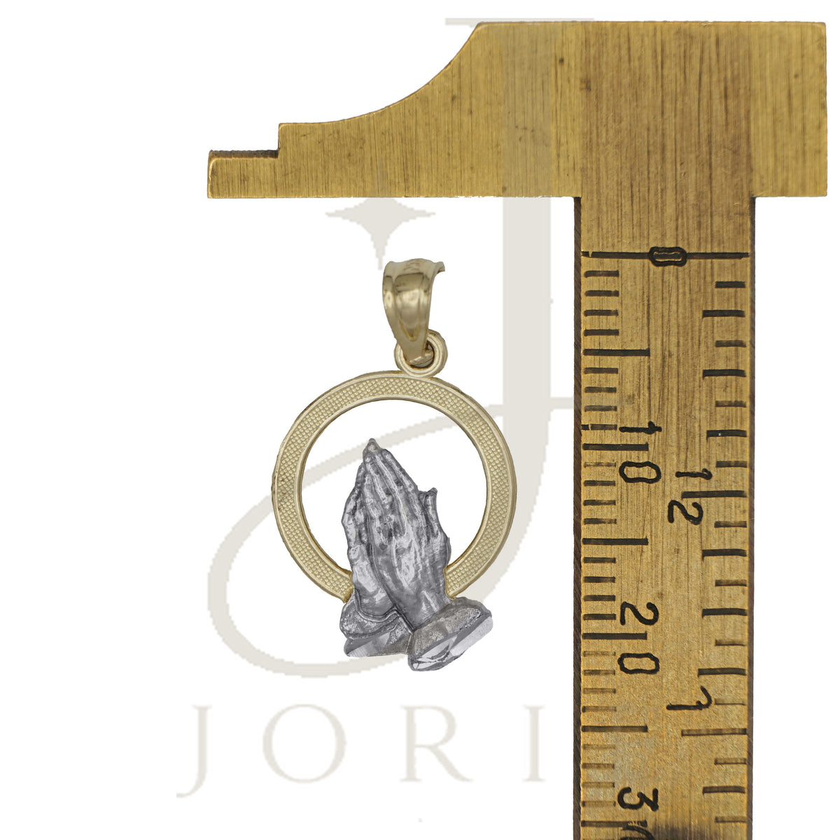10k Gold Two-Tone Diamond-Cut Unisex Praying Hands Religious Charm Pendant