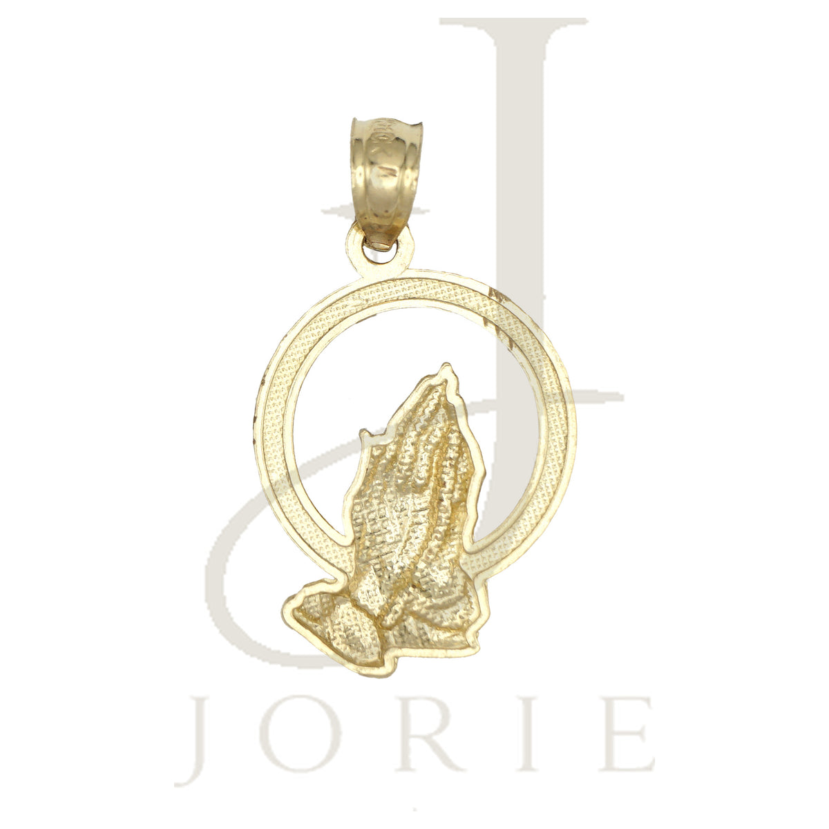 10k Gold Two-Tone Diamond-Cut Unisex Praying Hands Religious Charm Pendant