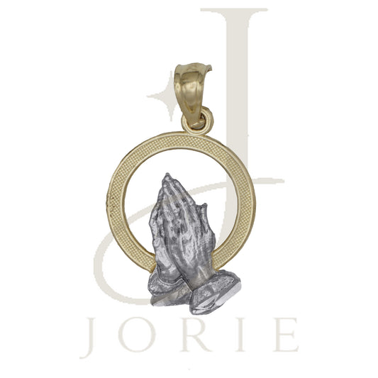 10k Gold Two-Tone Diamond-Cut Unisex Praying Hands Religious Charm Pendant