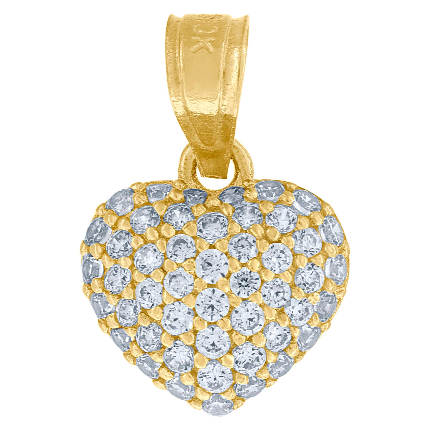 10k Yellow Gold Womens Cubic Zirconia Heart Charm Pendant