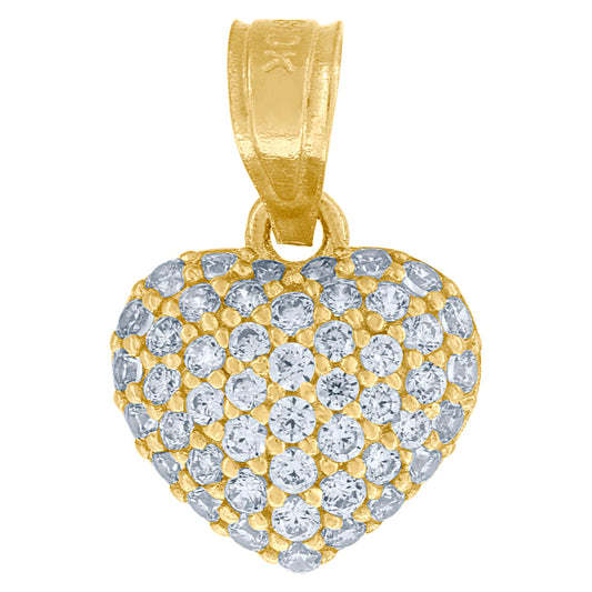 10k Yellow Gold Womens Cubic Zirconia Heart Charm Pendant