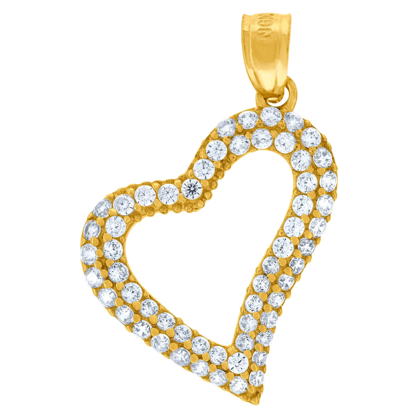 10k Yellow Gold Womens Cubic Zirconia Heart Charm Pendant