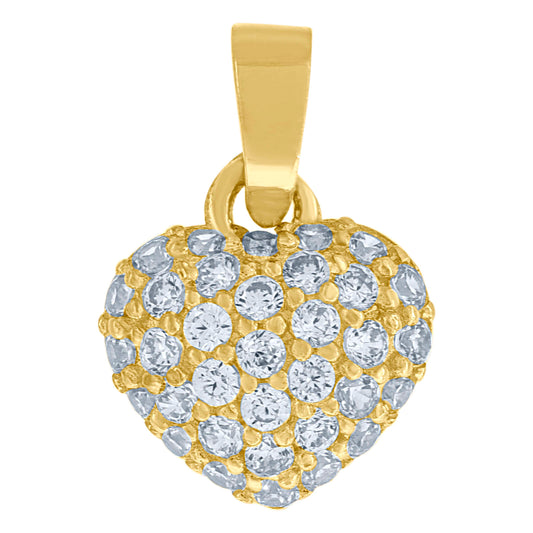 10k Yellow Gold Cubic Zirconia Womens Heart Charm Pendant