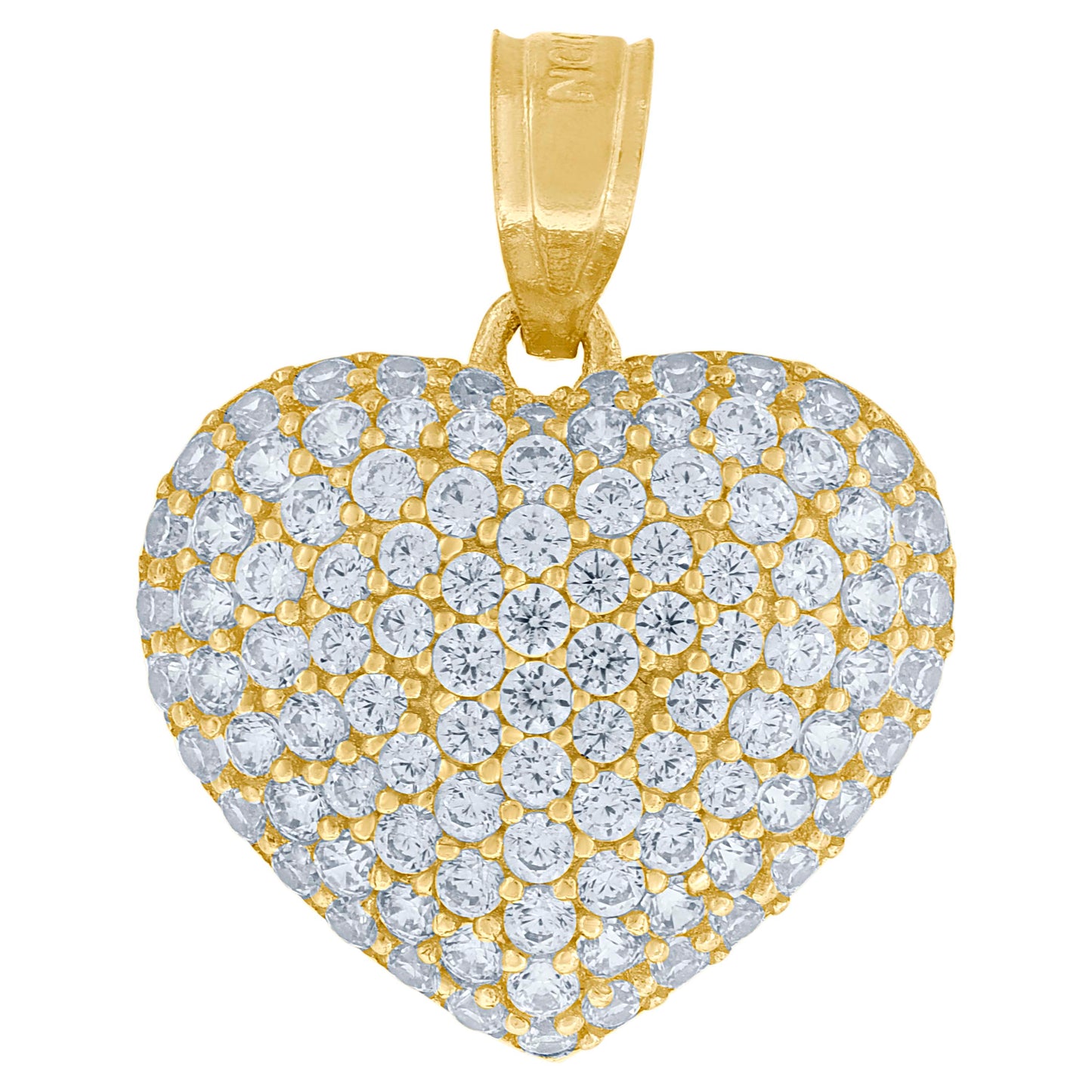 10k Yellow Gold Womens Cubic Zirconia Heart Charm Pendant