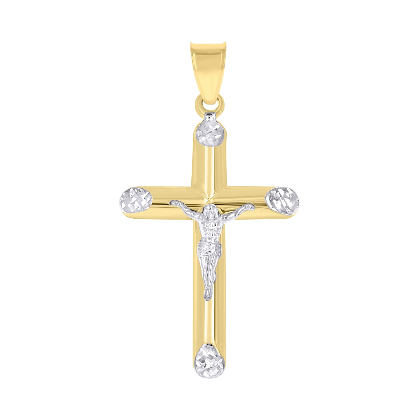 10kt Two-Tone Gold Unisex Inri Crucifix Cross Religious Charm Pendant