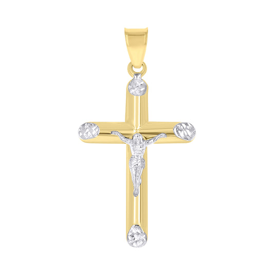 10kt Two-Tone Gold Unisex Inri Crucifix Cross Religious Charm Pendant