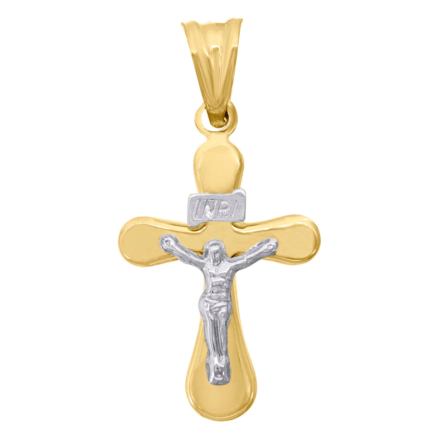 10kt Gold Two-Tone Unisex Cross Crucifix Religious Charm Pendant
