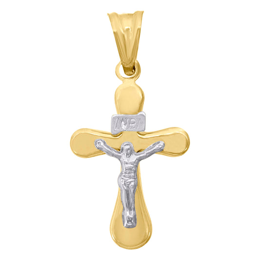 10kt Gold Two-Tone Unisex Cross Crucifix Religious Charm Pendant