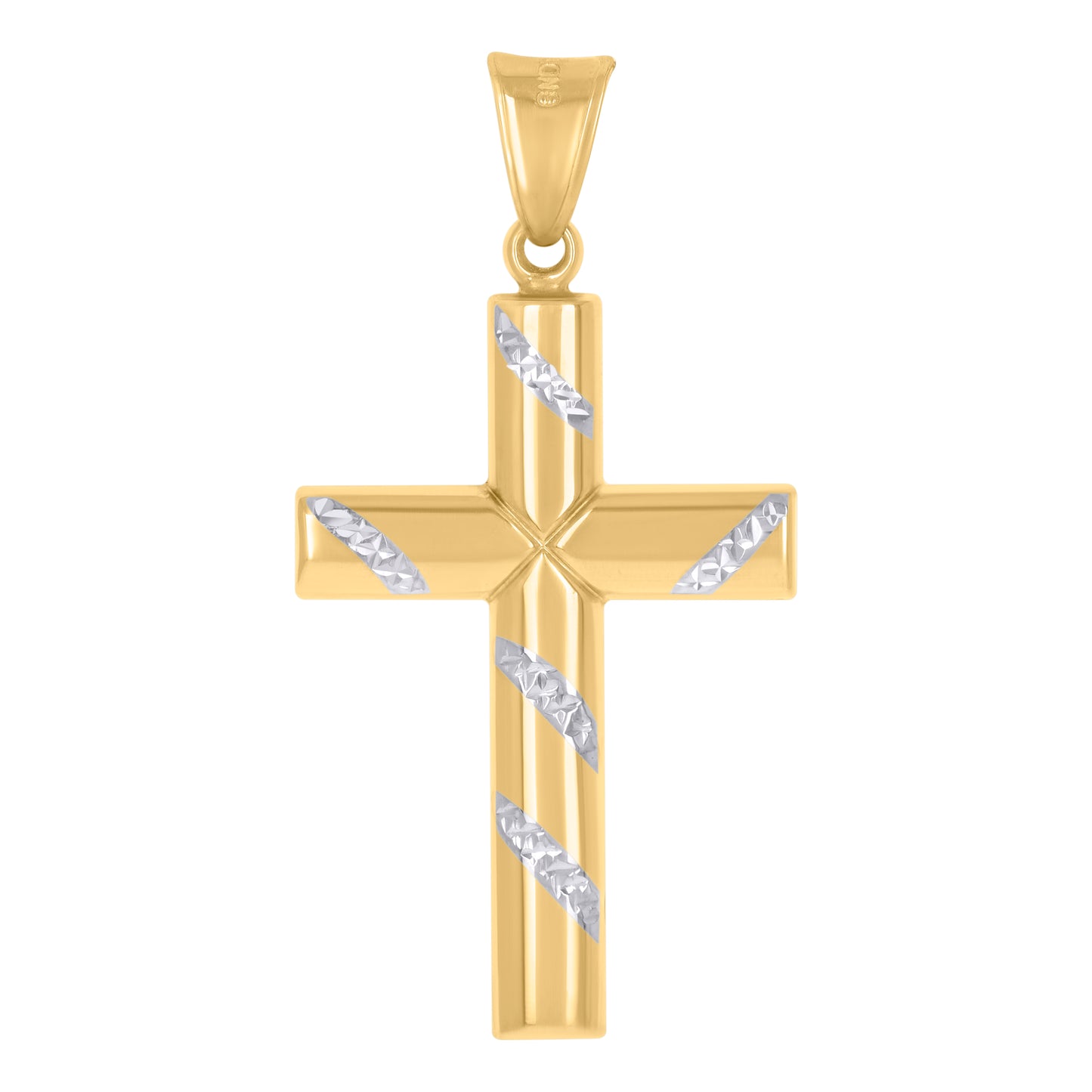 10kt Two-Tone Gold Unisex Textured Cross Religious Charm Pendant