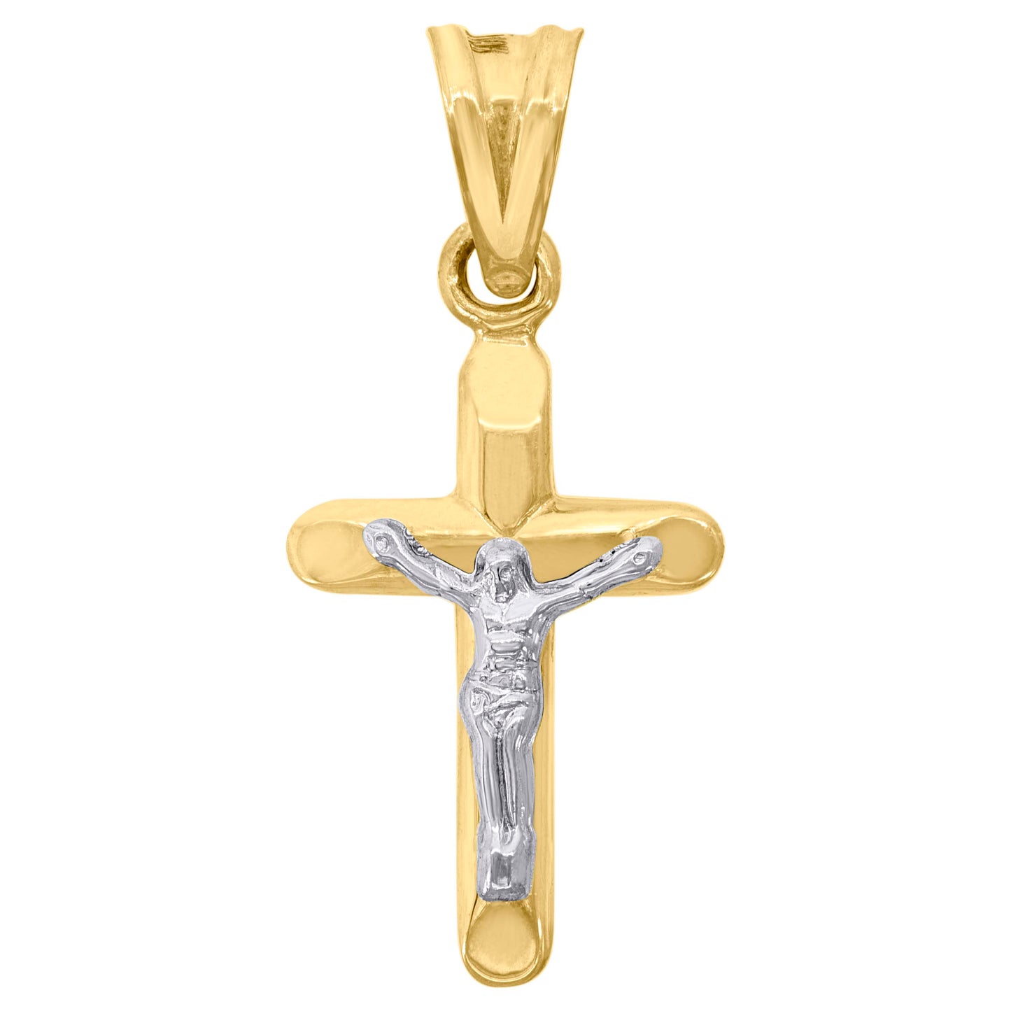 10kt Gold Two-Tone Unisex Cross Crucifix Religious Charm Pendant