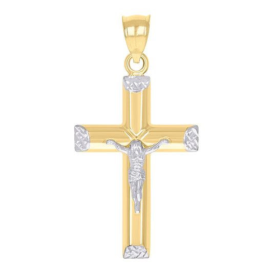 10kt Gold Two-Tone Mens Cross Crucifix Religious Charm Pendant