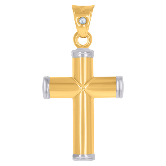 10kt Two-Tone Gold Unisex Cross Religious Charm Pendant