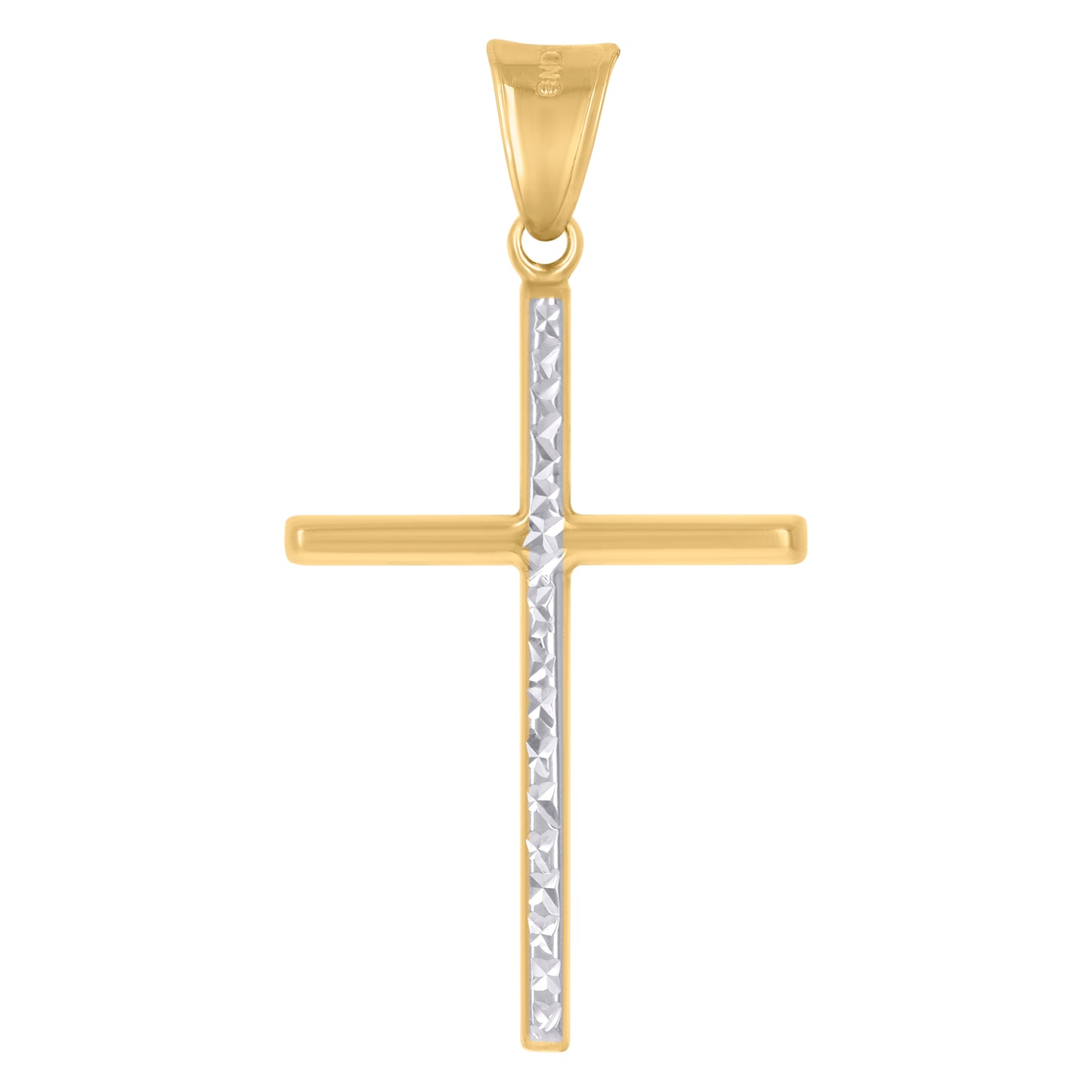 10kt Two-Tone Gold Unisex Textured Cross Religious Charm Pendant