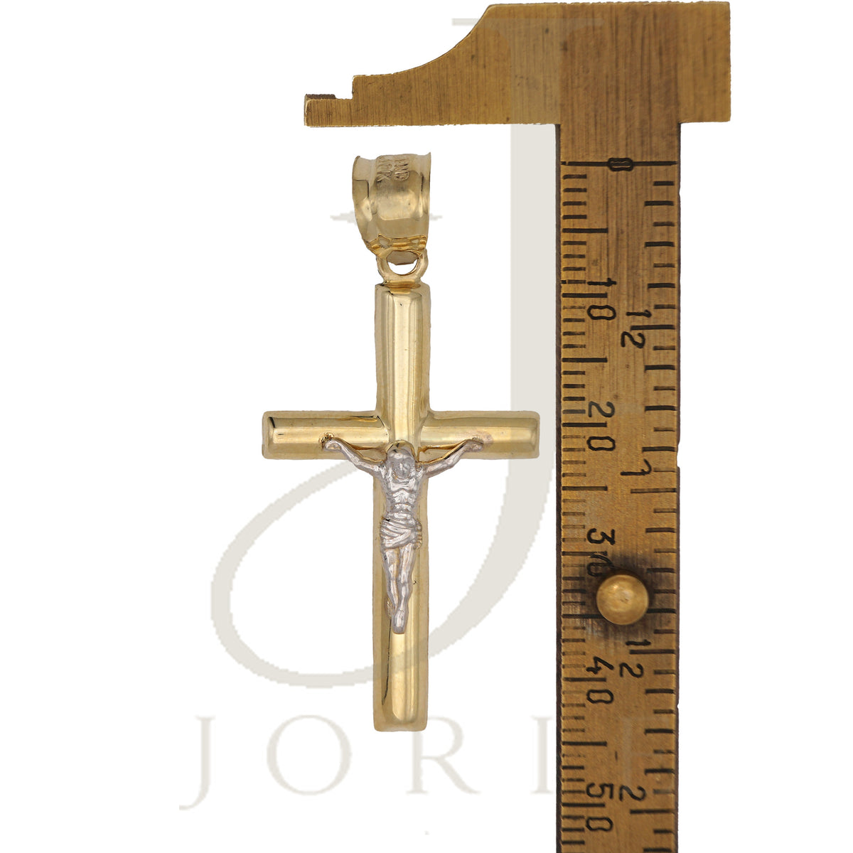 10k Gold Two-Tone Unisex Cross Crucifix Religious Charm Pendant