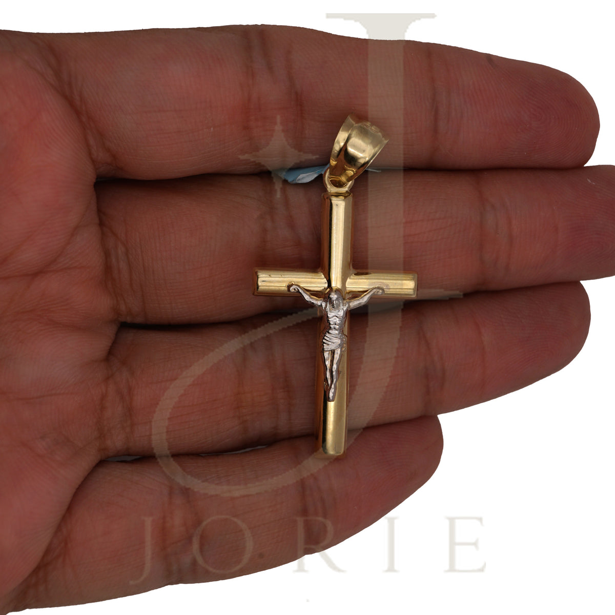 10k Gold Two-Tone Unisex Cross Crucifix Religious Charm Pendant