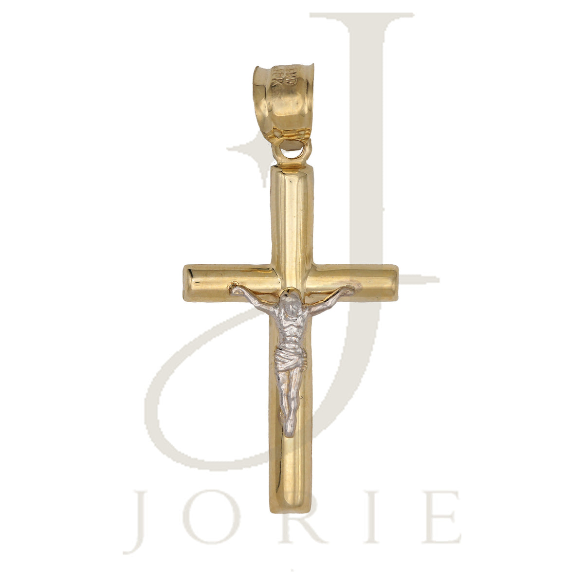 10k Gold Two-Tone Unisex Cross Crucifix Religious Charm Pendant