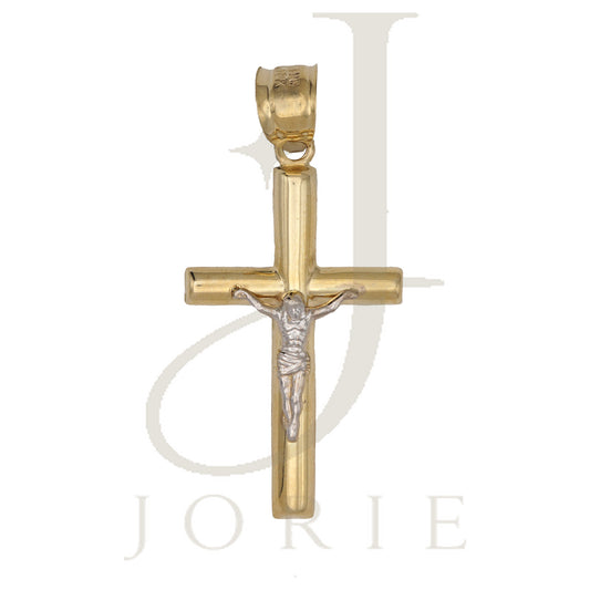 10k Gold Two-Tone Unisex Cross Crucifix Religious Charm Pendant