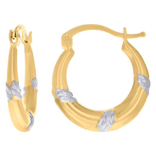 10k Two-Tone Gold Womens Twisted Hoop Earrings