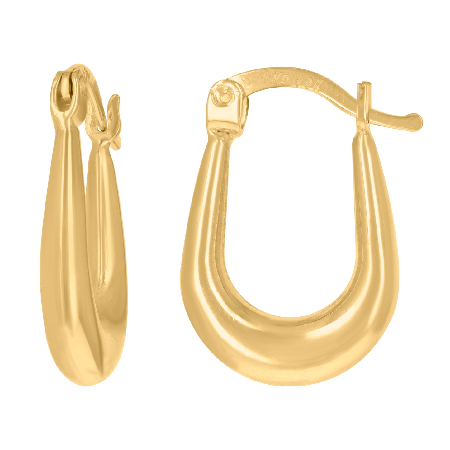 10k Yellow Gold Womens Shrimp Hinged Hoops Huggies