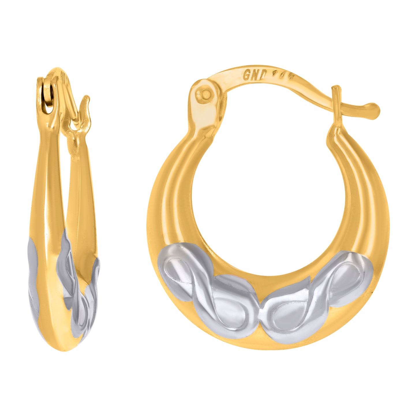 10k Two-Tone Gold Womens Infinity Love Symbol Hoop Earrings