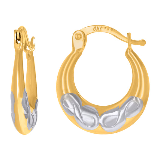 10k Two-Tone Gold Womens Infinity Love Symbol Hoop Earrings